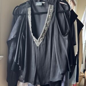 ASTR Black Beaded Blouse